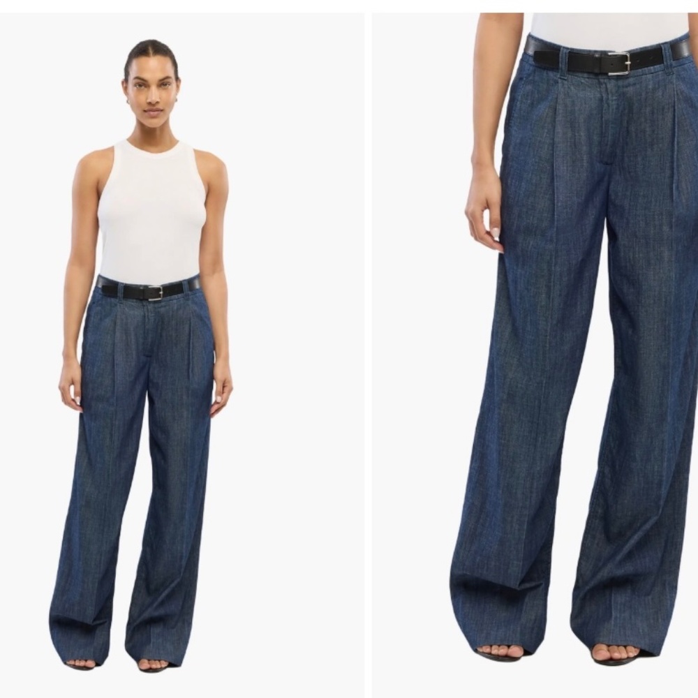 Another Tomorrow Chambray Relaxed Wide Leg Pant